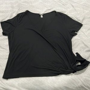 DONATED Black Front Wrap Top